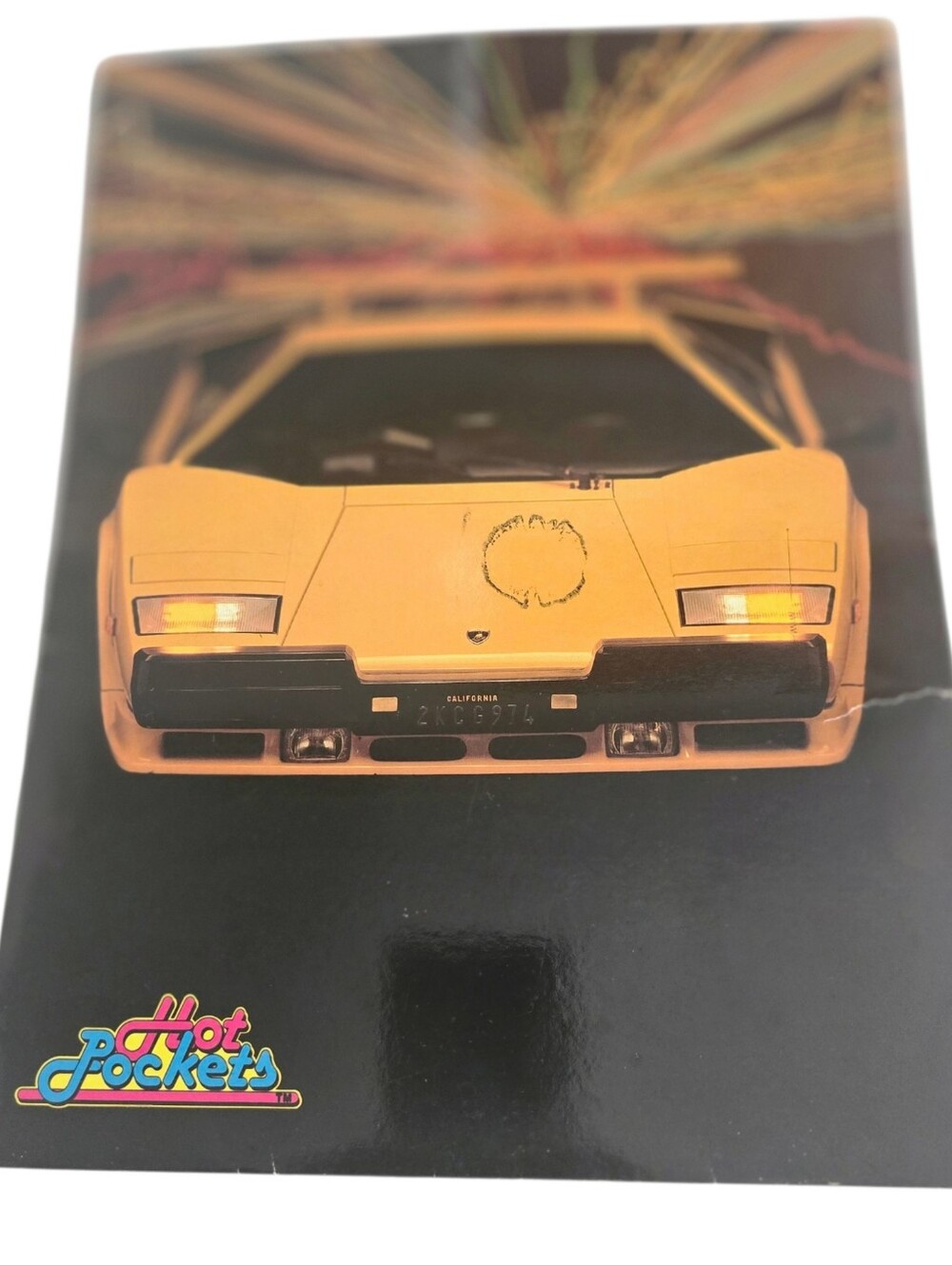 Vintage Hot Pockets Lamborghini Countach Pocket Folder 80s School Folder Logo